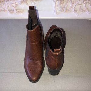 Brown leather ankle boots